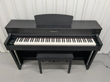 Load image into Gallery viewer, Yamaha Clavinova CLP-635 Digital Piano and stool in satin black stock #25025