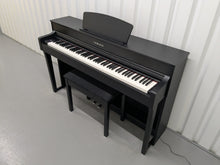 Load image into Gallery viewer, Yamaha Clavinova CLP-635 Digital Piano and stool in satin black stock #25025