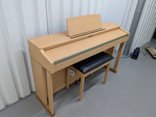 Load image into Gallery viewer, Roland HP201 digital piano and stool in light oak finish stock number 25085