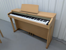 Load image into Gallery viewer, Roland HP201 digital piano and stool in light oak finish stock number 25085
