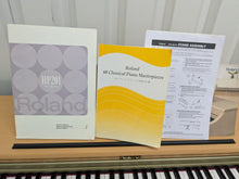 Load image into Gallery viewer, Roland HP201 digital piano and stool in light oak finish stock number 25085