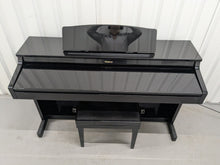 Load image into Gallery viewer, Roland HP-3e Digital Piano and stool in glossy black polished ebony Stock #25199