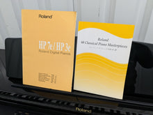 Load image into Gallery viewer, Roland HP-3e Digital Piano and stool in glossy black polished ebony Stock #25199