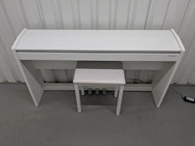 Load image into Gallery viewer, Roland F140R Digital Piano in satin white slim line space saver stock # 25230