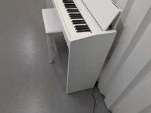 Load image into Gallery viewer, Roland F140R Digital Piano in satin white slim line space saver stock # 25230