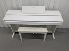Load image into Gallery viewer, Yamaha Arius YDP-145 digital piano and stool in satin white finish stock nr 25252