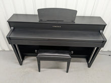 Load image into Gallery viewer, Yamaha Clavinova CLP-635 Digital Piano and stool in satin black stock #25271