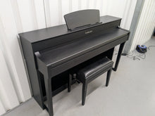 Load image into Gallery viewer, Yamaha Clavinova CLP-635 Digital Piano and stool in satin black stock #25271