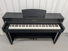 Load image into Gallery viewer, Yamaha Clavinova CLP-635 Digital Piano and stool in satin black stock #25271