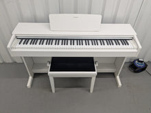 Load image into Gallery viewer, Yamaha Arius YDP-144 digital piano and stool in satin white stock nr 25376