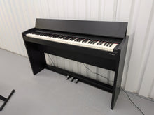 Load image into Gallery viewer, Roland F130R compact slim size Digital Piano and stool in black  stock # 25413