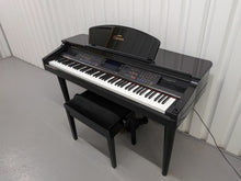 Load image into Gallery viewer, Yamaha Clavinova CVP-109PE Digital Piano and stool in glossy polished black stock #25553