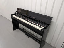Load image into Gallery viewer, Roland DP-990r digital slim line space saving piano in polished ebony black stock # 25516