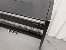 Load image into Gallery viewer, Roland F140R Digital Piano in satin black slim line space saver stock # 26060