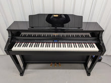 Load image into Gallery viewer, Roland HP508 digital piano and stool in polished glossy black stock number 26064