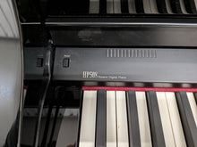 Load image into Gallery viewer, Roland HP508 digital piano and stool in polished glossy black stock number 26064