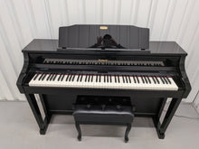 Load image into Gallery viewer, Roland HP508 digital piano and stool in polished glossy black stock number 26096
