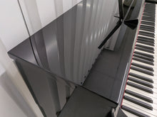 Load image into Gallery viewer, Roland HP508 digital piano and stool in polished glossy black stock number 26096