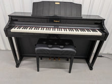 Load image into Gallery viewer, Roland HP506 Digital Piano glossy black wooden action keys + stool Stock nr 26124