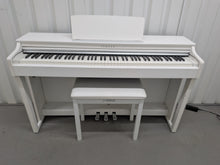 Load image into Gallery viewer, Yamaha Clavinova CLP-625 digital piano and stool in satin white stock #26133