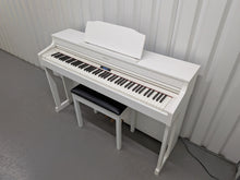 Load image into Gallery viewer, Roland HP603 digital piano and stool in satin white finish stock #26262