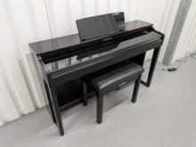 Load image into Gallery viewer, Yamaha Clavinova CLP-525PE digital piano and stool in glossy black ebony stock # 26295