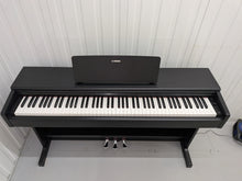 Load image into Gallery viewer, Yamaha Arius YDP-144 digital piano and stool in satin black stock #26303