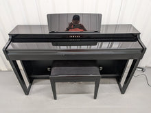 Load image into Gallery viewer, Yamaha Clavinova CLP-525PE digital piano and stool in glossy black ebony stock # 26298
