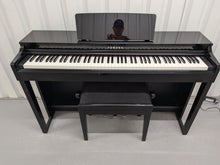Load image into Gallery viewer, Yamaha Clavinova CLP-525PE digital piano and stool in glossy black ebony stock # 26298
