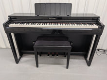 Load image into Gallery viewer, Yamaha Clavinova CLP-525PE digital piano and stool in glossy black ebony stock # 26298