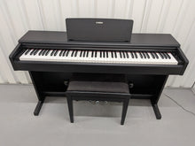 Load image into Gallery viewer, Yamaha Arius YDP-144 digital piano and stool in satin black stock #26296