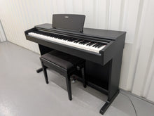 Load image into Gallery viewer, Yamaha Arius YDP-144 digital piano and stool in satin black stock #26296