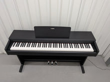 Load image into Gallery viewer, Yamaha Arius YDP-144 digital piano and stool in satin black stock #26296