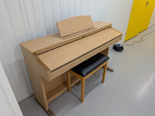 Load image into Gallery viewer, Roland HP-2e digital piano and stool in light oak finish stock number 26312
