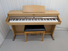 Load image into Gallery viewer, Roland HP-2e digital piano and stool in light oak finish stock number 26312