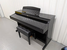 Load image into Gallery viewer, Roland HP103e digital piano and stool in polished glossy black stock #26405