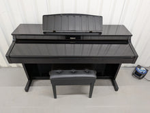 Load image into Gallery viewer, Roland HP103e digital piano and stool in polished glossy black stock #26405