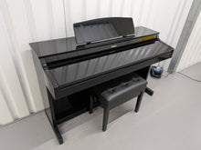 Load image into Gallery viewer, Roland HP103e digital piano and stool in polished glossy black stock #26405