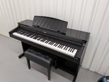 Load image into Gallery viewer, Roland HP103e digital piano and stool in polished glossy black stock #26405