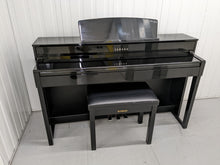 Load image into Gallery viewer, Yamaha Clavinova CLP-575PE in polished ebony glossy black + stool stock # 22333