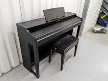 Load image into Gallery viewer, Yamaha clavinova CLP-525 digital piano and stool in satin black stock # 22378