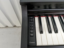 Load image into Gallery viewer, Yamaha clavinova CLP-525 digital piano and stool in satin black stock # 22378