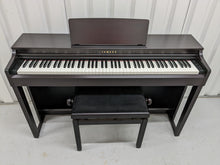 Load image into Gallery viewer, Yamaha clavinova CLP-525 digital piano and stool in dark rosewood stock # 22414