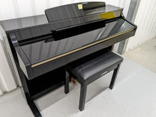 Load image into Gallery viewer, Yamaha Clavinova CLP-340PE Digital Piano and stool in glossy black stock # 22430