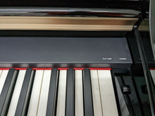 Load image into Gallery viewer, Yamaha Clavinova CLP-340PE Digital Piano and stool in glossy black stock # 22430