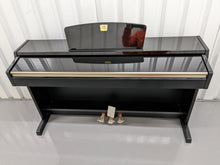 Load image into Gallery viewer, Yamaha Clavinova CLP-220PE Digital Piano and stool in glossy black stock # 23051