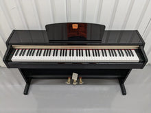 Load image into Gallery viewer, Yamaha Clavinova CLP-220PE Digital Piano and stool in glossy black stock # 23051
