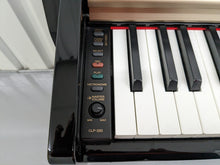 Load image into Gallery viewer, Yamaha Clavinova CLP-220PE Digital Piano and stool in glossy black stock # 23051