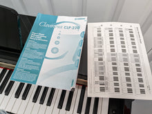 Load image into Gallery viewer, Yamaha Clavinova CLP-220PE Digital Piano and stool in glossy black stock # 23051