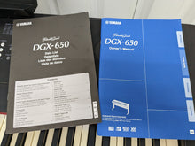 Load image into Gallery viewer, Yamaha DGX-650 black / rosewood portable grand piano keyboard and stand stock #23088